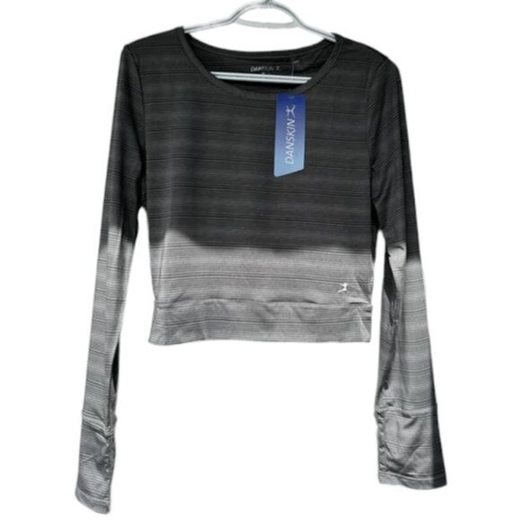 Danskin light and dark grey stripe cropped sweater size M - Picture 5 of 5